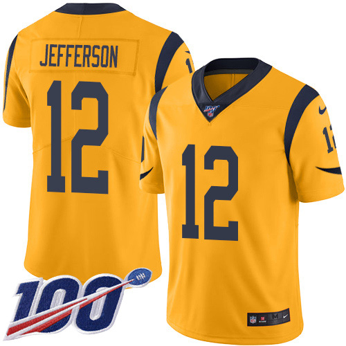Nike Rams #12 Van Jefferson Gold Youth Stitched NFL Limited Rush 100th Season Jersey